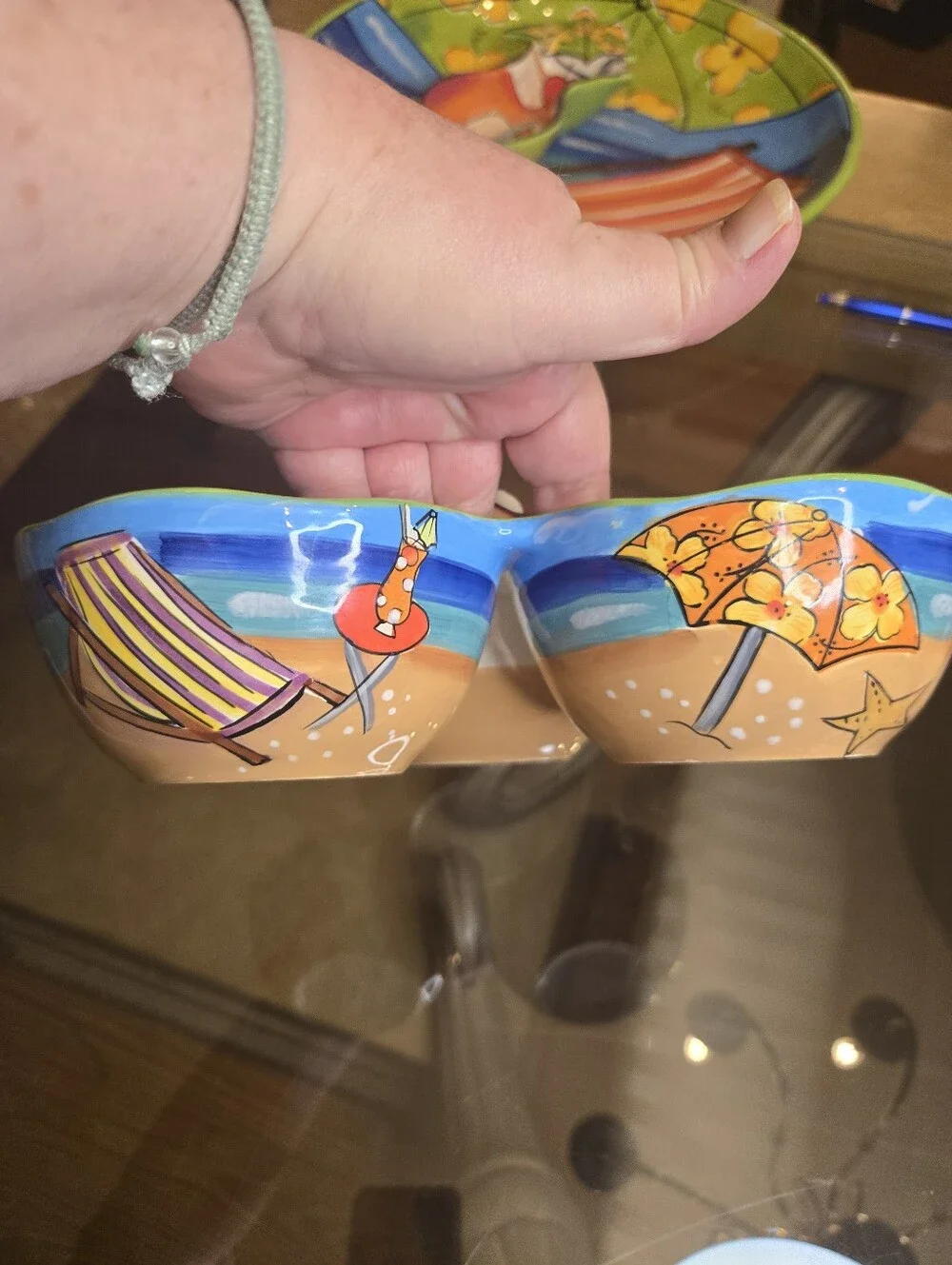 Clay Art Beach Scene Triple Dip Server